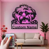 Cartel de metal LED personalizado de Shih Tzu, regalo para amantes de los perros, decoración para sala de estar