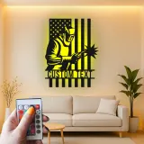 Insegna in metallo personalizzata con saldatore e bandiera americana retroilluminata, regalo personalizzato per decorare officine di saldatori
