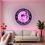 Custom Plumber Sign with LED | Metal Wall Art for Plumbing Service | Retro Garage & Man Cave Decor
