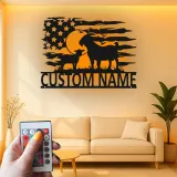 Personalisierte Ziegen-Metalltafel mit LED | Rustikale Landhaus-Wandkunst | Personalisierte patriotische Dekoration für Ranch & Zuhause