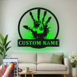 Zombie Handprint LED Metal Sign | Personalized Horror Decor | Custom Name Wall Art for Halloween & Haunted House Events