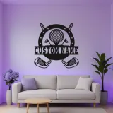 Enseigne prénom de golf personnalisée avec LED | Décoration murale en métal sur mesure | Cadeau golfeur pour lui | Déco man cave et bureau