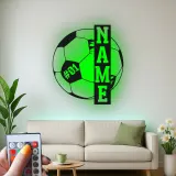 Cartel de metal personalizado de fútbol | Arte mural de metal LED | Número de jugador personalizado | Decoración de habitación de niño y regalo para atleta