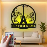 Insegna personalizzata a forma di chitarra con LED | Arte murale in metallo su misura | Decorazione per studio musicale | Regalo per musicisti e amanti della musica