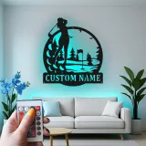 Custom Golfer LED Metal Sign | Personalized Golf Wall Art | Unique Gift for Golf Lover & Home Decor