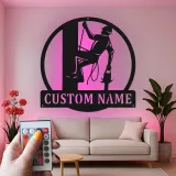 Insegna LED Personalizzata per Lineman | Insegna in Metallo Personalizzata | Regalo per Elettricista | Decorazione per Man Cave