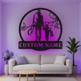 Personalisiertes LED-Metall-Wandbild Vater und Kind mit Musikmotiv – Geschenk für Musikliebhaber, Wohnzimmerdeko