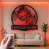 Cartel de metal personalizado con luz LED de águila americana y fútbol, regalo personalizado para aficionados al fútbol, decoración de man cave