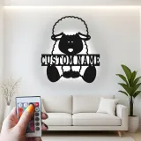 Custom LED Sheep Name Sign | Metal Farm Animal Silhouette | Personalized Nursery Wall Art | Cute Kids Room Decor | Baby Shower Gift