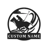 Insegna in metallo personalizzata per giocatore di polo | Insegna LED equestri personalizzata | Regalo per amanti dei cavalli per decorazione d'ufficio e casa