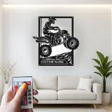 Cartel de metal personalizado con luz LED de conductor de ATV, regalo para entusiastas del off-road, decoración para garaje o man cave