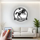 Custom Cowboy and Horse Led Light Metal Wall Art Western Gift for Ranch Lovers Rustic Home Decor