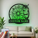 Insegna LED Personalizzata Cavallo e Fiori | Arte in Metallo Personalizzata | Regalo Equestre e Decorazione per Ranch
