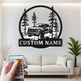 Décoration murale en métal personnalisée avec camion tout-terrain et rétroéclairage LED - Cadeau personnalisé pour passionnés de camions, décor de garage ou de man cave