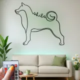 Shiba Inu LED-Wandkunst | Individuelle Metall-Silhouette eines Hundes | Minimalistisches Japandi-Hausdekor Geschenk für Tierliebhaber