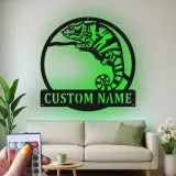 Cartel de metal LED personalizado de camaleón, regalo único para amantes de los reptiles, decoración de dormitorio o salón