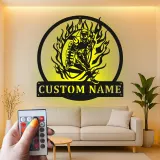 Personalized Football Player Metal Sign | LED Wall Art for Game Room | Custom Sports Decor Gift for Boys