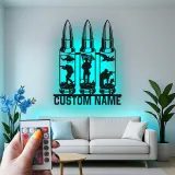 Personalized Soldier Silhouette LED Sign | Custom Military Metal Wall Art | Patriotic Veteran Tribute | Man Cave Decor With Name