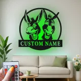 Insegna in metallo LED Donkey Duo personalizzata regalo per amanti degli animali decorazione rustica