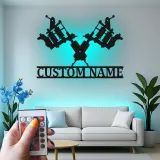 Insegna in metallo personalizzata con luce LED per macchine tatuatrici - Regalo unico per artisti del tatuaggio e decorazione per studi