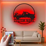 Panneau LED personnalisé pour dépanneuse | Décoration murale en métal pour garage | Cadeau décoratif pour mécanicien ou propriétaire d'entreprise