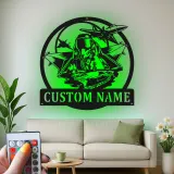 Enseigne pilote avion de chasse personnalisée | Art mural LED en métal | Décoration murale aviation pour aviateurs et cadeau militaire