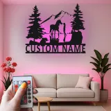Arte mural de metal personalizado con caballo | Cartel LED ecuestre a medida | Decoración rústica de casa de campo | Regalo para amantes de los caballos