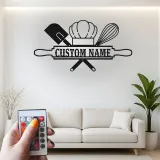 Insegna in metallo retroilluminata con chef di panetteria regalo personalizzato per panettieri decorazione per cucina per appassionati di cucina