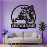 Insegna in metallo personalizzata per motoslitta | Arte murale LED personalizzata | Regalo per appassionati di sport invernali e decorazione per garage