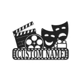 Personalized Theater Sign with LED | Custom Movie Room Decor | Metal Film Reel & Masks Wall Art for Cinema Lover Gift