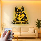 Cartel de metal LED personalizado de Pastor Alemán, regalo para amantes de los perros, decoración para la sala de estar