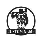 Custom Lumberjack Metal Sign | LED Mountain Wall Art | Personalized Outdoorsman Gift for Rustic Cabin Decor
