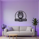 Decoración mural de metal LED con gorila | Cartel personalizado con nombre para sala de hombres | Decoración selvática y de fauna a medida para él