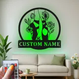 Décoration murale en métal personnalisée Chaussures de ballet avec fleurs et rétroéclairage LED Cadeau pour danseurs Décor de studio