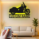 Custom Cruiser Motorcycle LED Sign | Black Metal Wall Art | Personalized Biker Silhouette | Man Cave Decor & Garage Gift for Him
