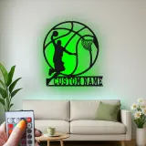 Custom Basketball Player Led Light Metal Wall Art Personalized Sports Gift for Athletes Game Room Decor 1