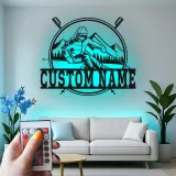 Personalisierte LED-beleuchtete Metall-Wandkunst für Skifahrer – Einzigartiges Geschenk für Ski-Enthusiasten im Berg-Lodge-Dekor