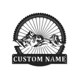 Insegna LED Ruota Mountain Bike Personalizzata | Arte in Metallo Personalizzata per Ciclisti | Decorazione per Avventure all'Aperto e Man Cave