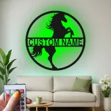 Cartel LED de caballo personalizado | Decoración mural ecuestre personalizada | Decoración para establo y granero | Regalo para amantes de los caballos