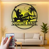 Personalized Fisherman Light | Custom LED Metal Sign for Anglers | Lake House & Man Cave Wall Art Decor