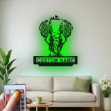Cartel de metal LED de árbol de elefante personalizado, regalo de vida salvaje, decoración de sala de estar naturaleza