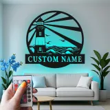 Custom Lighthouse Led Light Metal Wall Art Personalized Coastal Gift Nautical Decor for Beach House 4