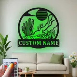 Décoration murale en métal personnalisée Paysage désertique avec rétroéclairage LED Cadeau pour les amoureux de la nature Décor de salon ou de bureau