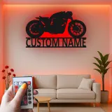 Insegna in metallo LED personalizzata per motociclette - Regalo per motociclisti, decorazione per garage o man cave 4