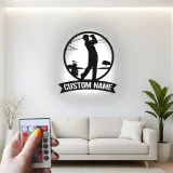 Panneau métallique personnalisé pour golfeur | Décoration murale LED personnalisée | Cadeau pour amateur de golf | Déco de man cave et bar à domicile
