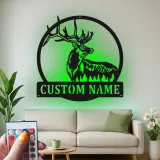 Personalisierte LED-Metall-Wandkunst mit Elch – Jagdgeschenk für Ihn, rustikale Hüttendeko