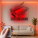 Personalisiertes Harmonica LED-Schild | Metall Musiker Wandkunst | Individuelle Musikzimmer Dekoration | Geschenk für Bluesliebhaber