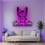 Custom Cat Led Light Metal Wall Art Personalized Gift for Cat Lovers Living Room or Bedroom Pet Decor