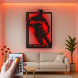 Custom Rugby Player Metal Sign | Personalized LED Wall Art | Sports Decor for Game Room | Gift for Athlete Coach