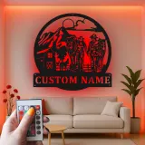 Insegna in metallo LED con scena di ranch personalizzata Regalo per fattoria Decorazione rustica per amanti della campagna